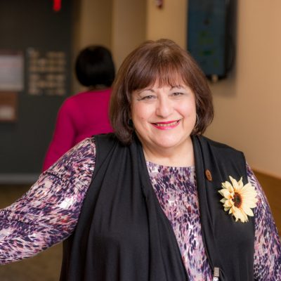 Patient Mary Anne Oldford (consent # 9533), a leiomyosarcoma patient, was inspired by her work with Larissa Hewitt, LICSW, to start an online support group for sarcoma patients - at DFCI and beyond. Photo by Sam Ogden.